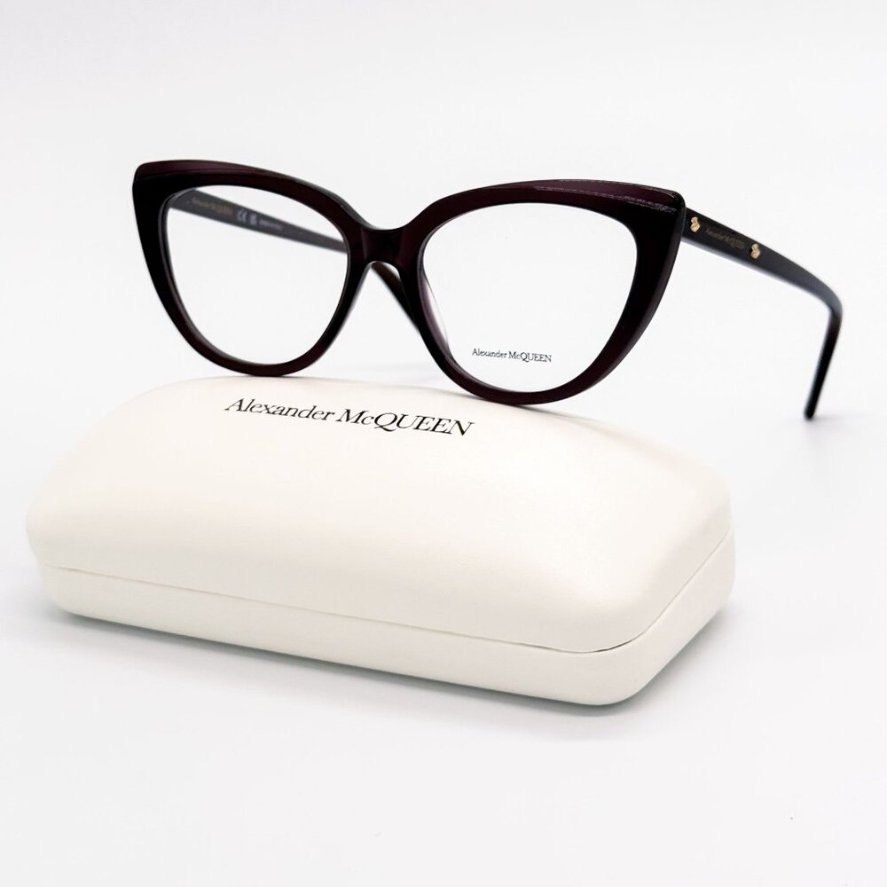 NEW ALEXANDER MCQUEEN EYEGLASSES AM0253O 003 CAT EYE VIOLET WOMEN EYEWEAR